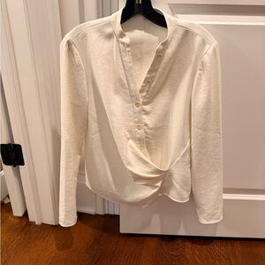 Tibi Cream Draped Button-Up Blouse
